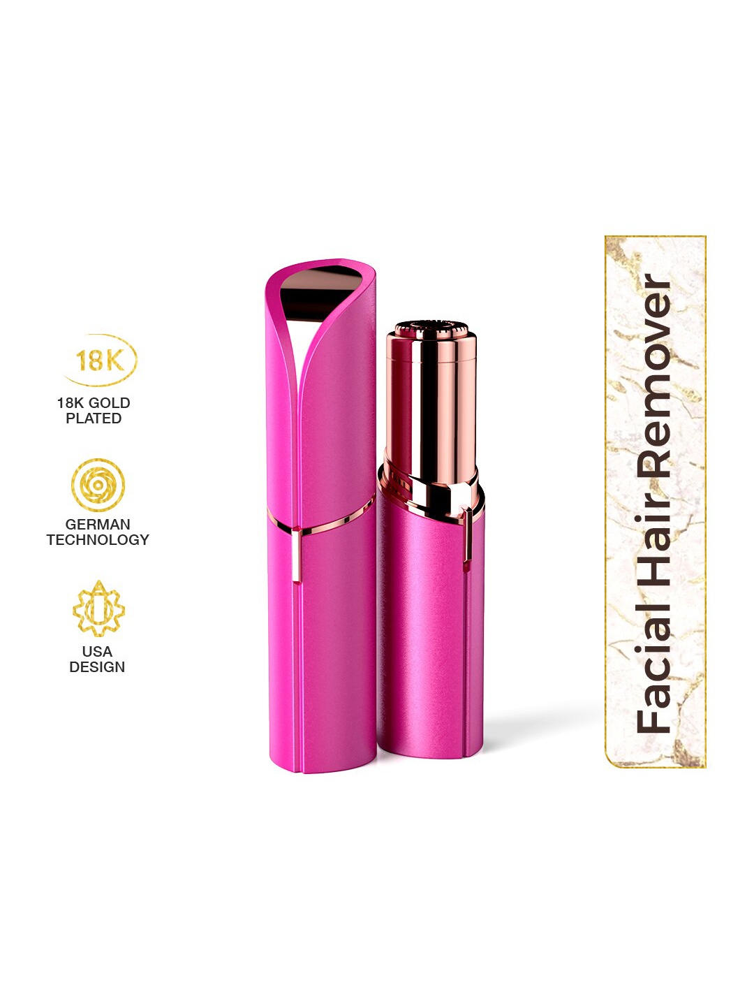 

FLAWLESS Women 18K Gold Plated Finishing Touch Painless Facial Hair Remover - Crystal Pink