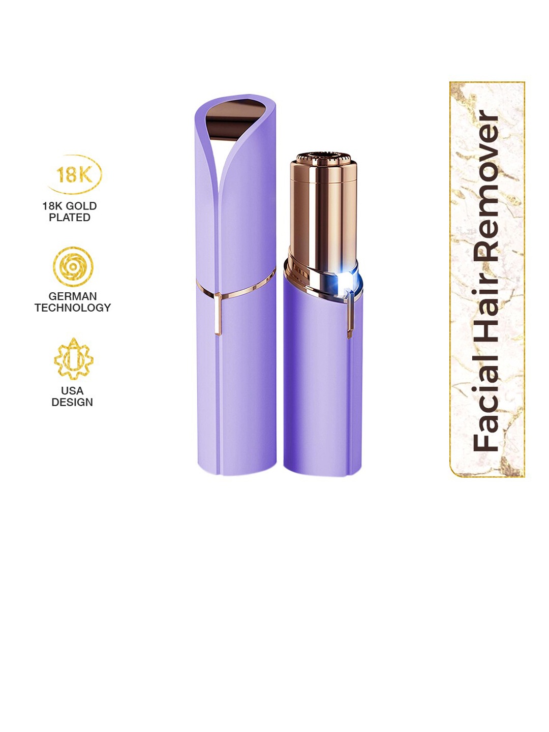 

FLAWLESS Women 18K Gold Plated Finishing Touch Painless Facial Hair Remover - Lavender