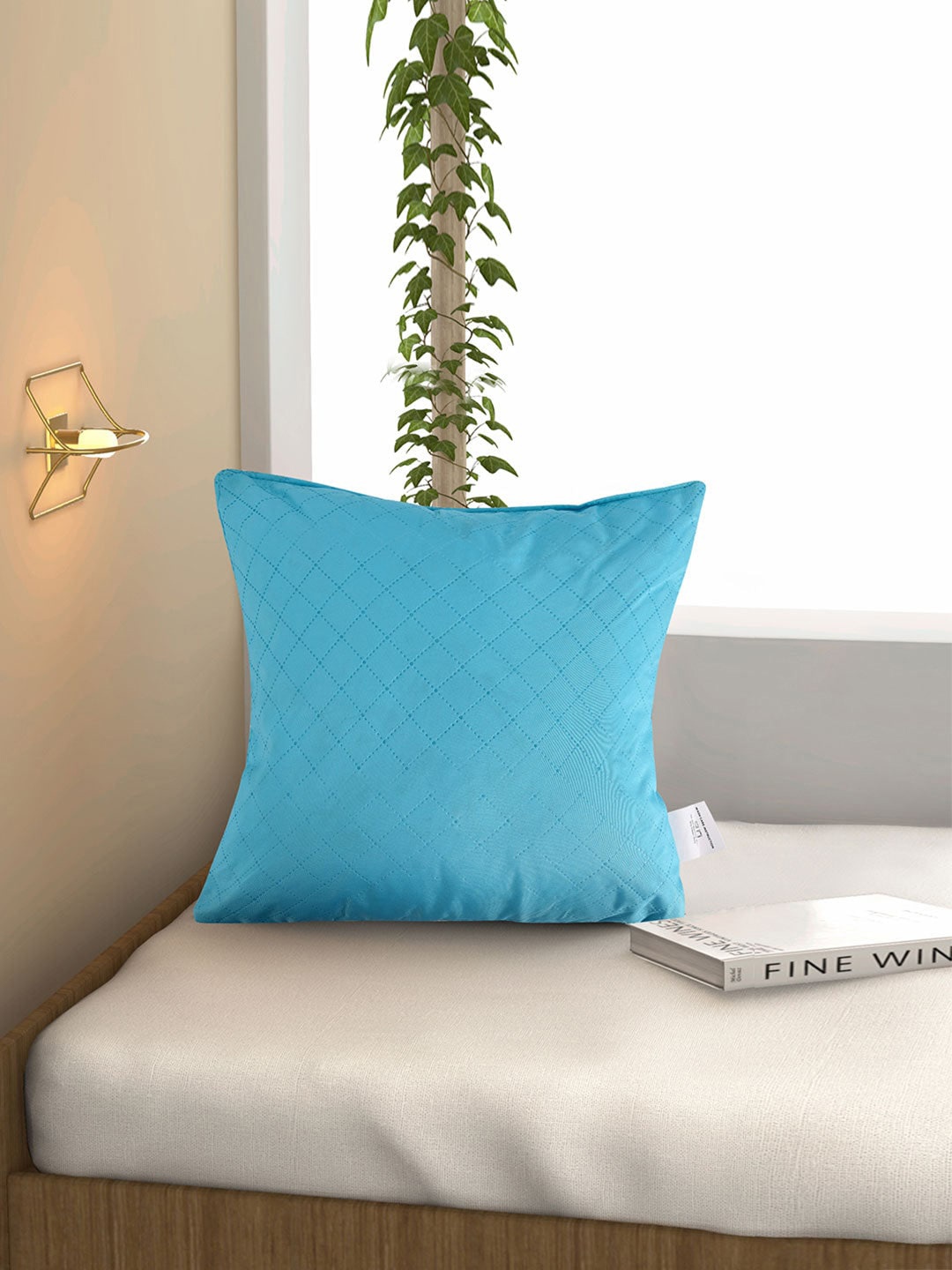 Athome by Nilkamal Sea Green Self Design Color Fantacy Pre Filled Cushion
