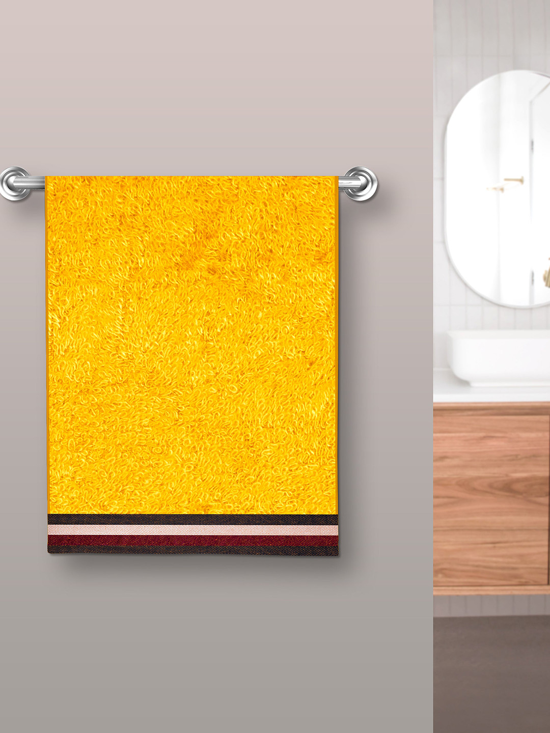 

Athome by Nilkamal Mustard Solid Pure Bamboo 500 GSM Hand Towel