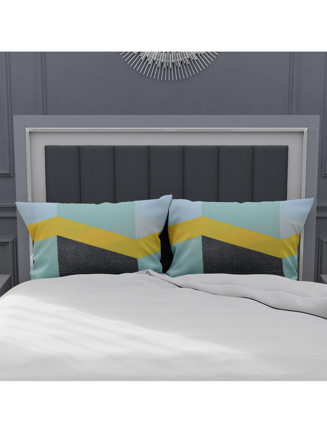 

Athome by Nilkamal Pack of 2 Green & Yellow Printed Pillow Covers