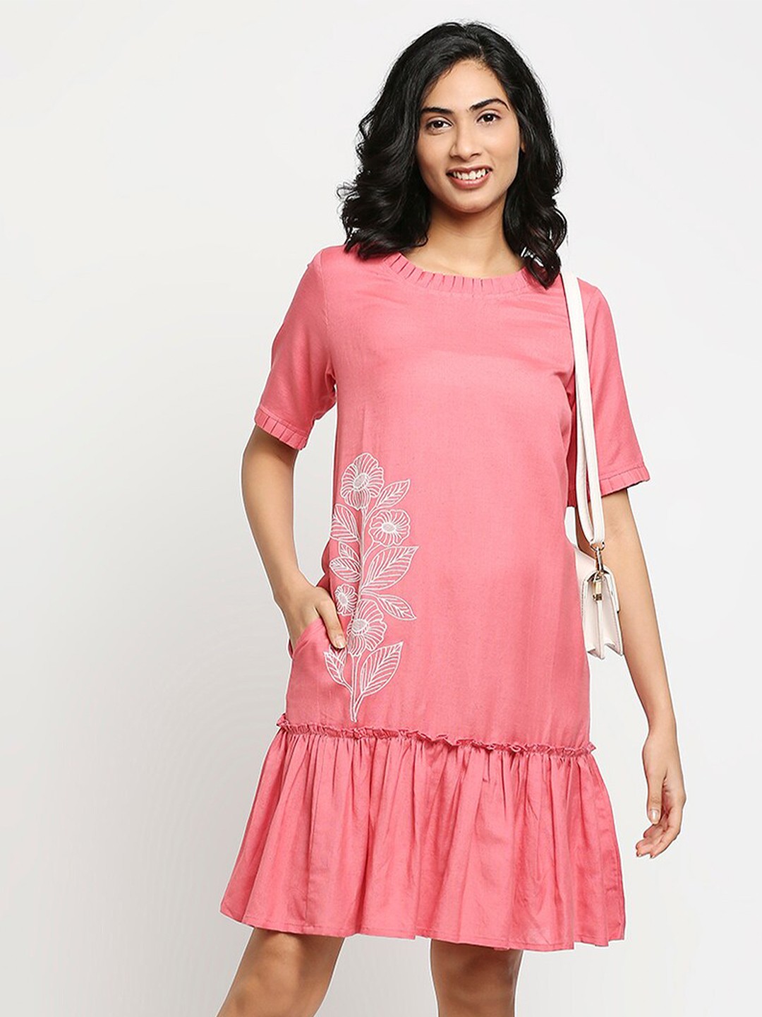 

Ethnicity Pink Ethnic Drop-Waist Dress