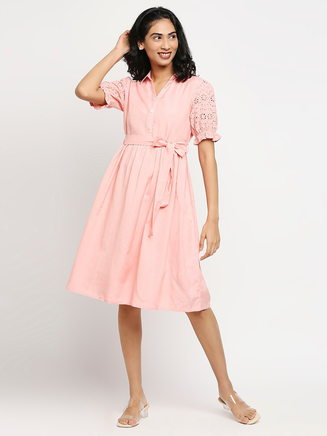 

Ethnicity Pink Ethnic Shirt Dress