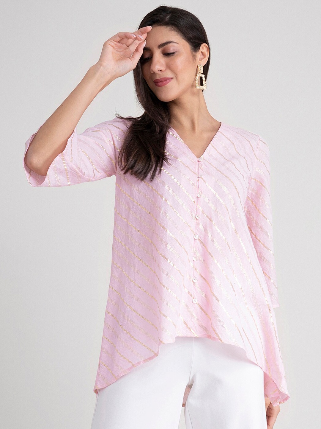 

Pink Fort Pink Print High-Low Top
