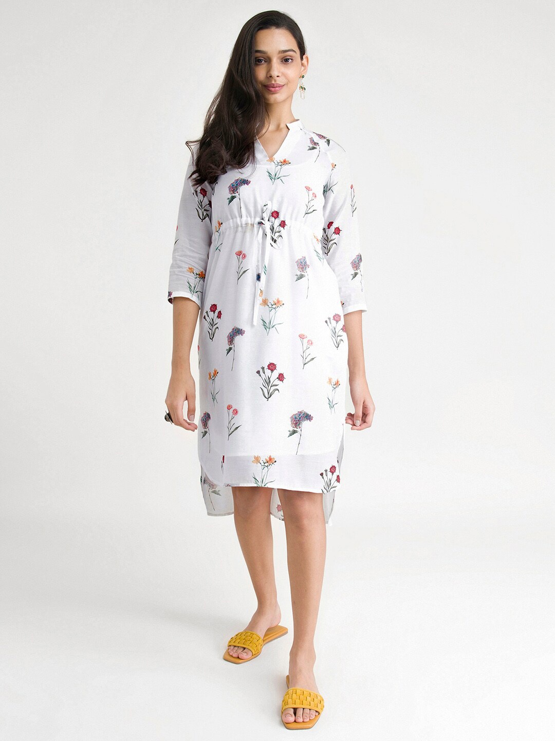 

Pink Fort White Floral A-Line Dress