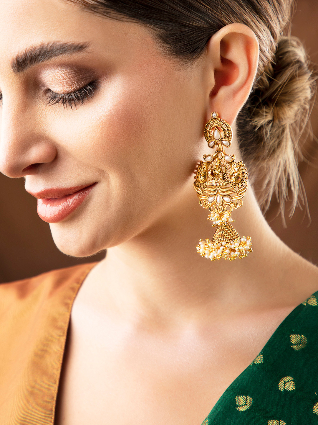 

Rubans Gold-Toned Classic Jhumkas Earrings