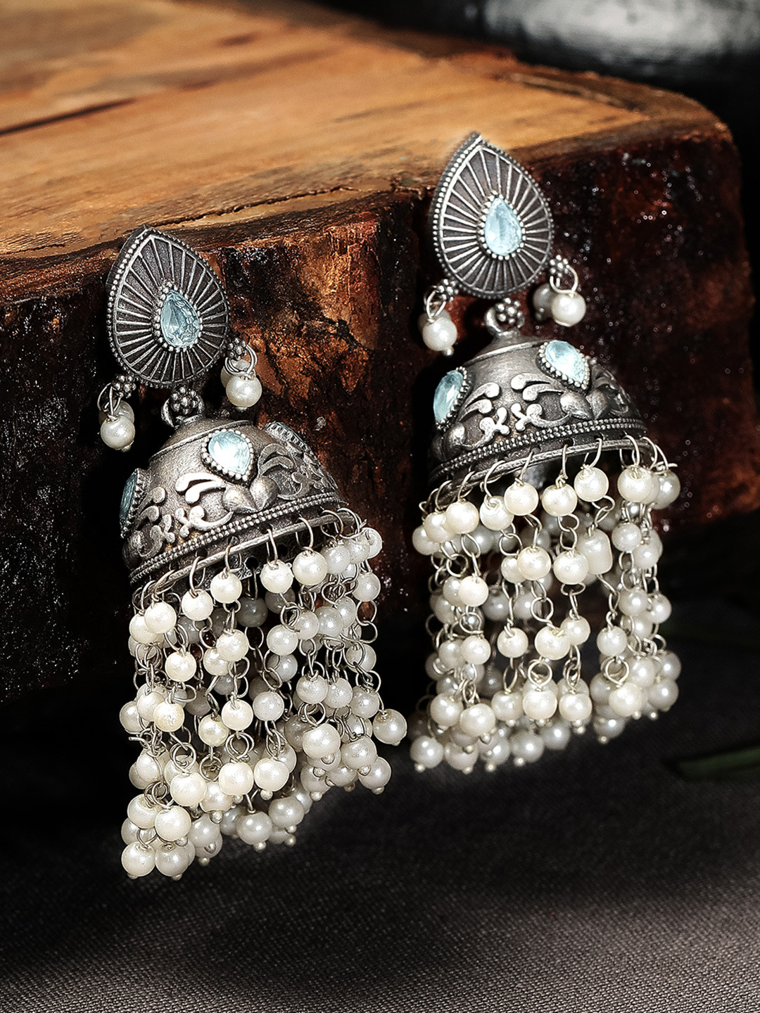 

Rubans Silver-Toned Classic Jhumkas Earrings