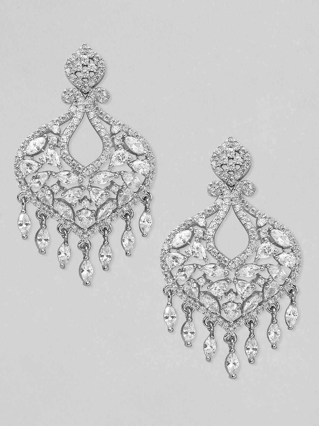 

Rubans Silver-Toned Classic Chandbalis Earrings