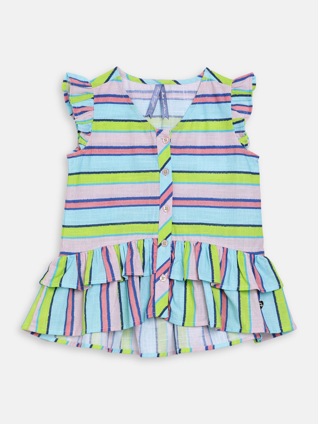 

Blue Giraffe Multicoloured & gray lilac Striped Top, Multi