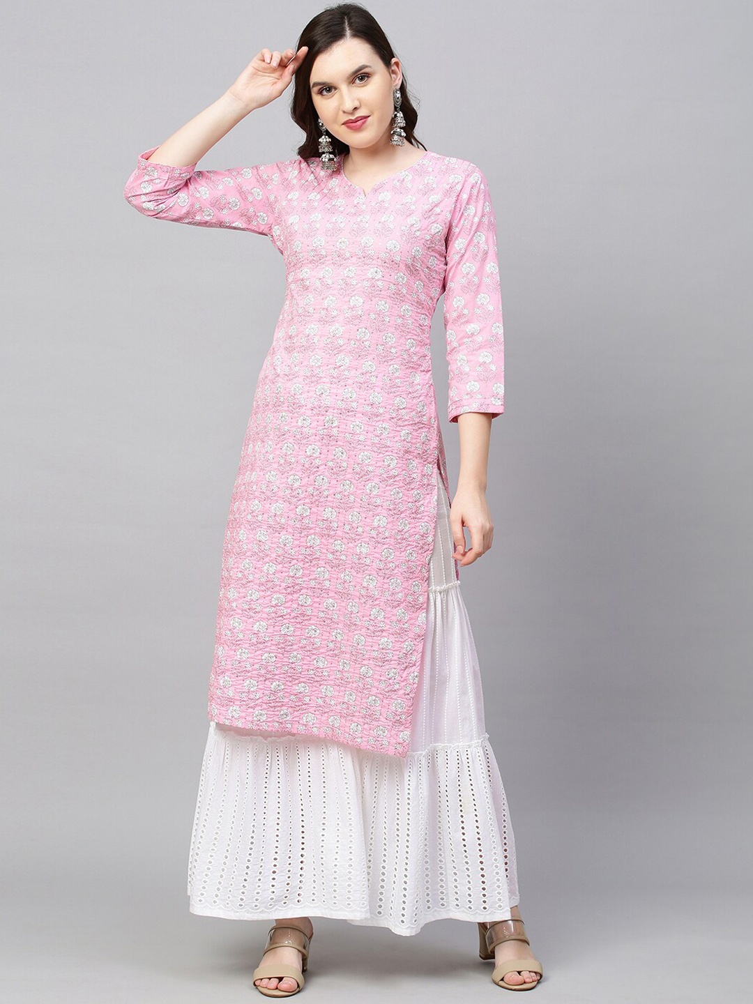 

FASHOR Women Pink Ethnic Motifs Printed Kurta