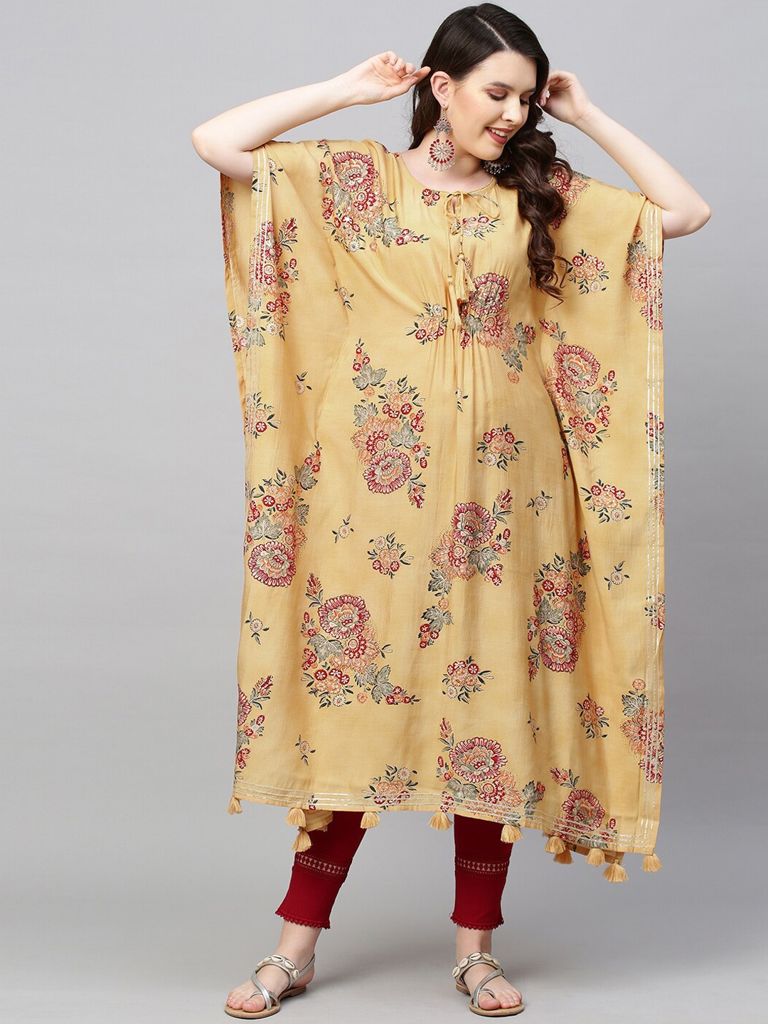 

FASHOR Women Yellow Floral Printed Kurta