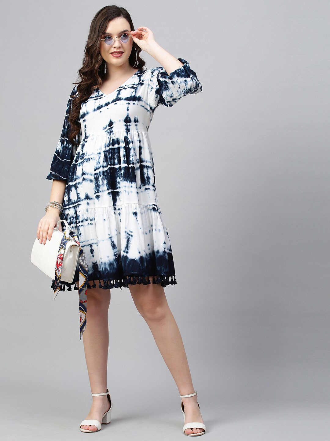 

FASHOR White Tie and Dye A-Line Dress