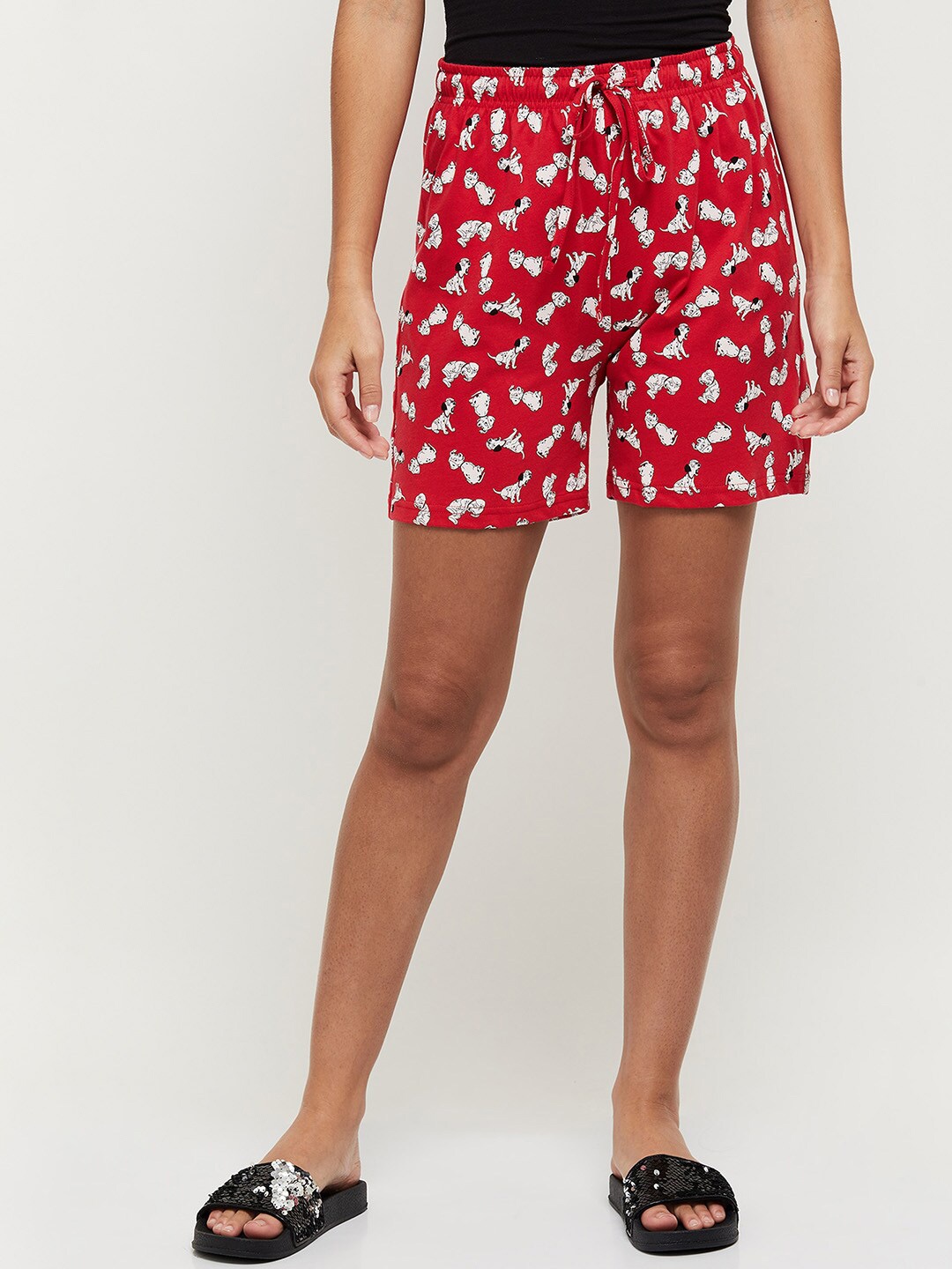 

max Women Red & White Printed Lounge Shorts
