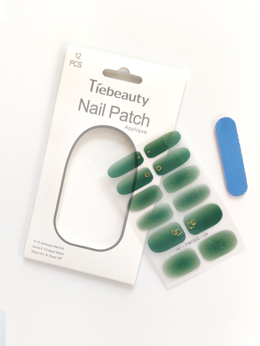 

NOYMI 12 Pcs Nail Patch Applique DIY Nail Art Decoration Stickers - Green FN1002