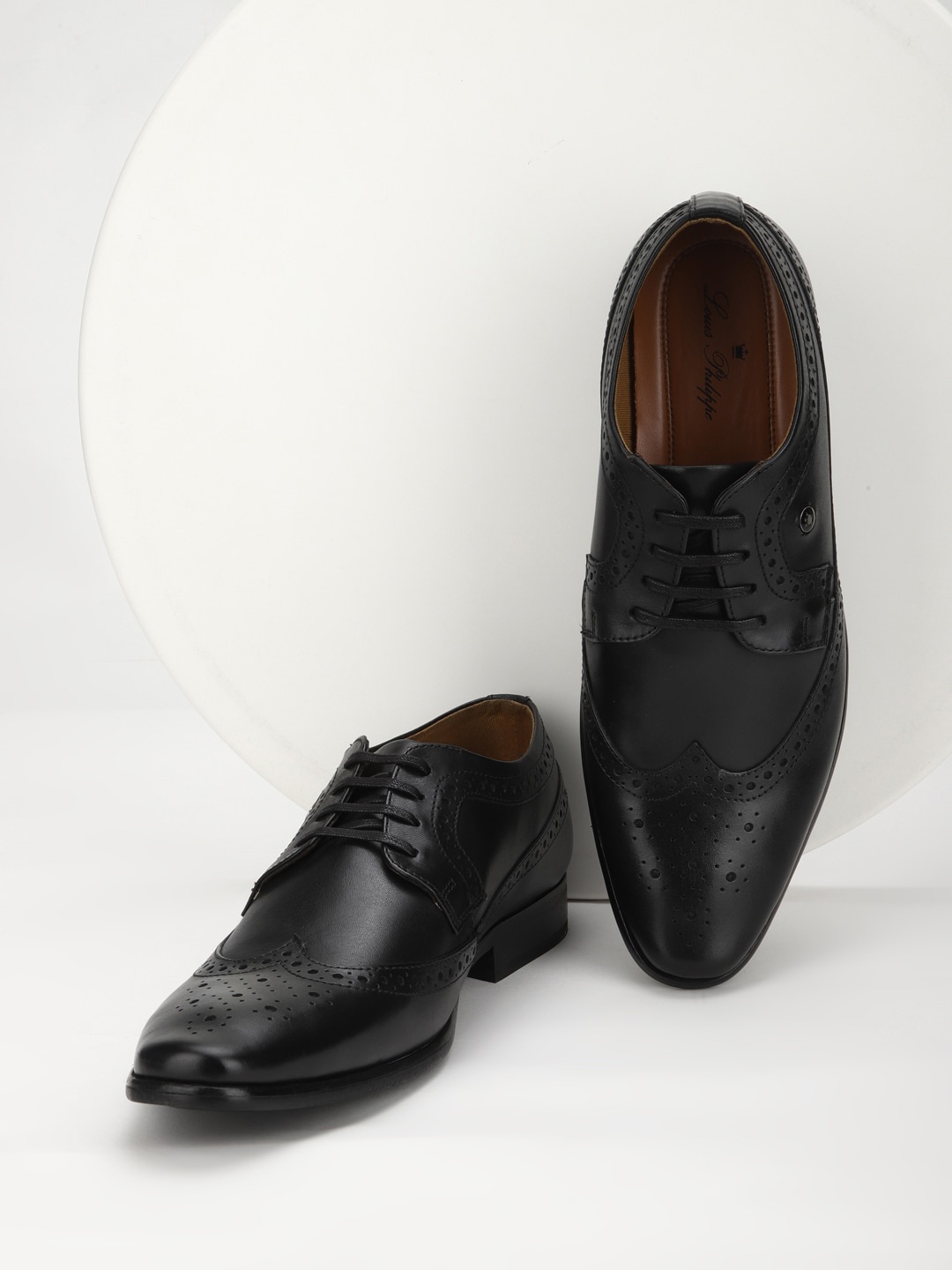 

Louis Philippe Men Black Solid Formal Leather Derbys