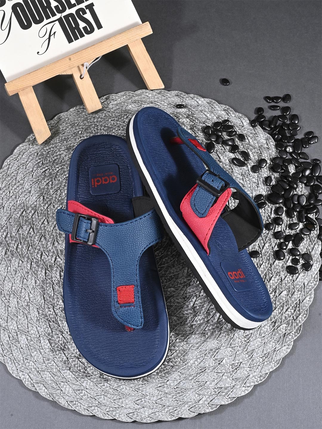 

aadi Men Blue & White Rubber Slip-On