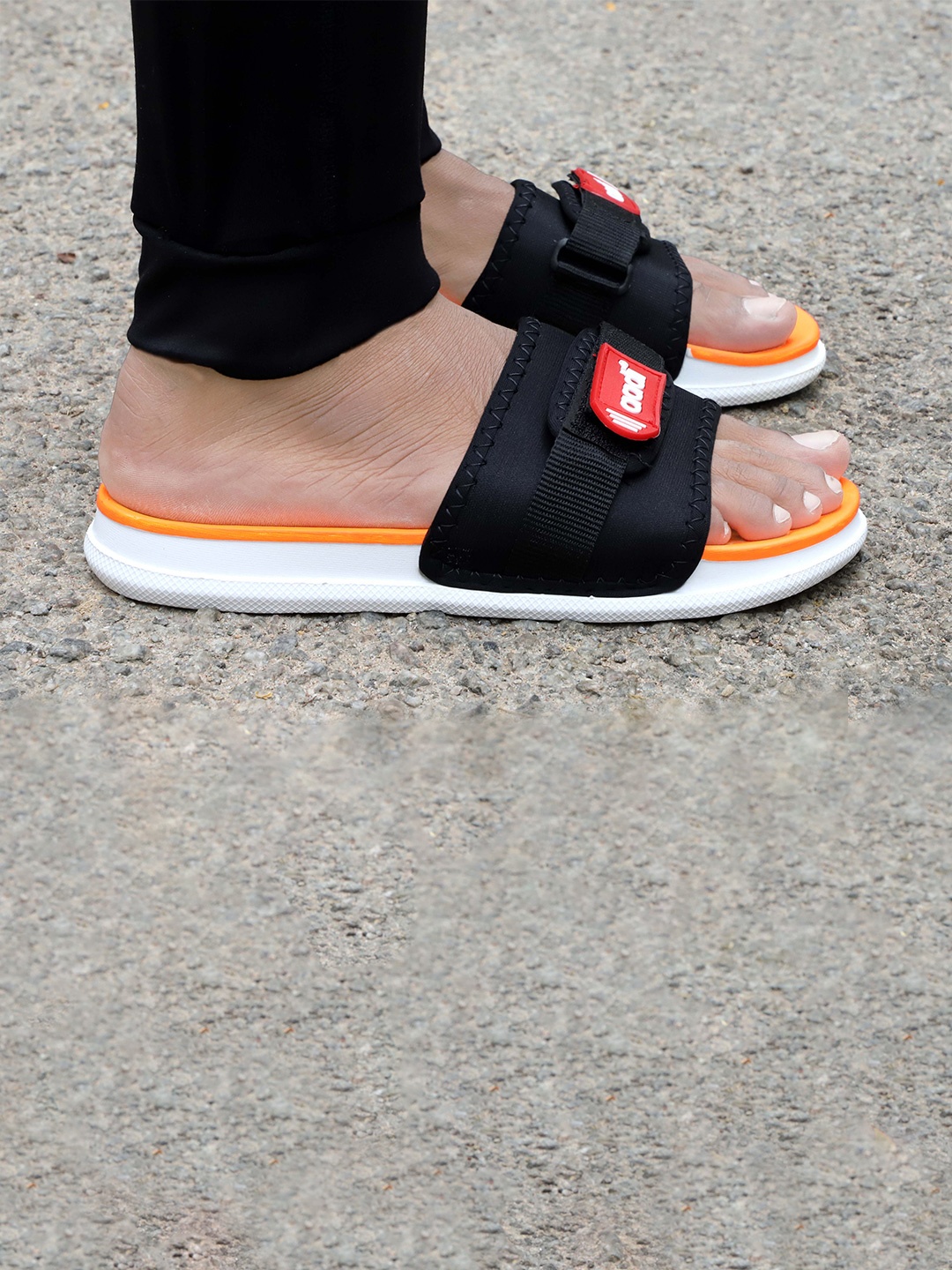 

aadi Men Orange & Black Slip-On