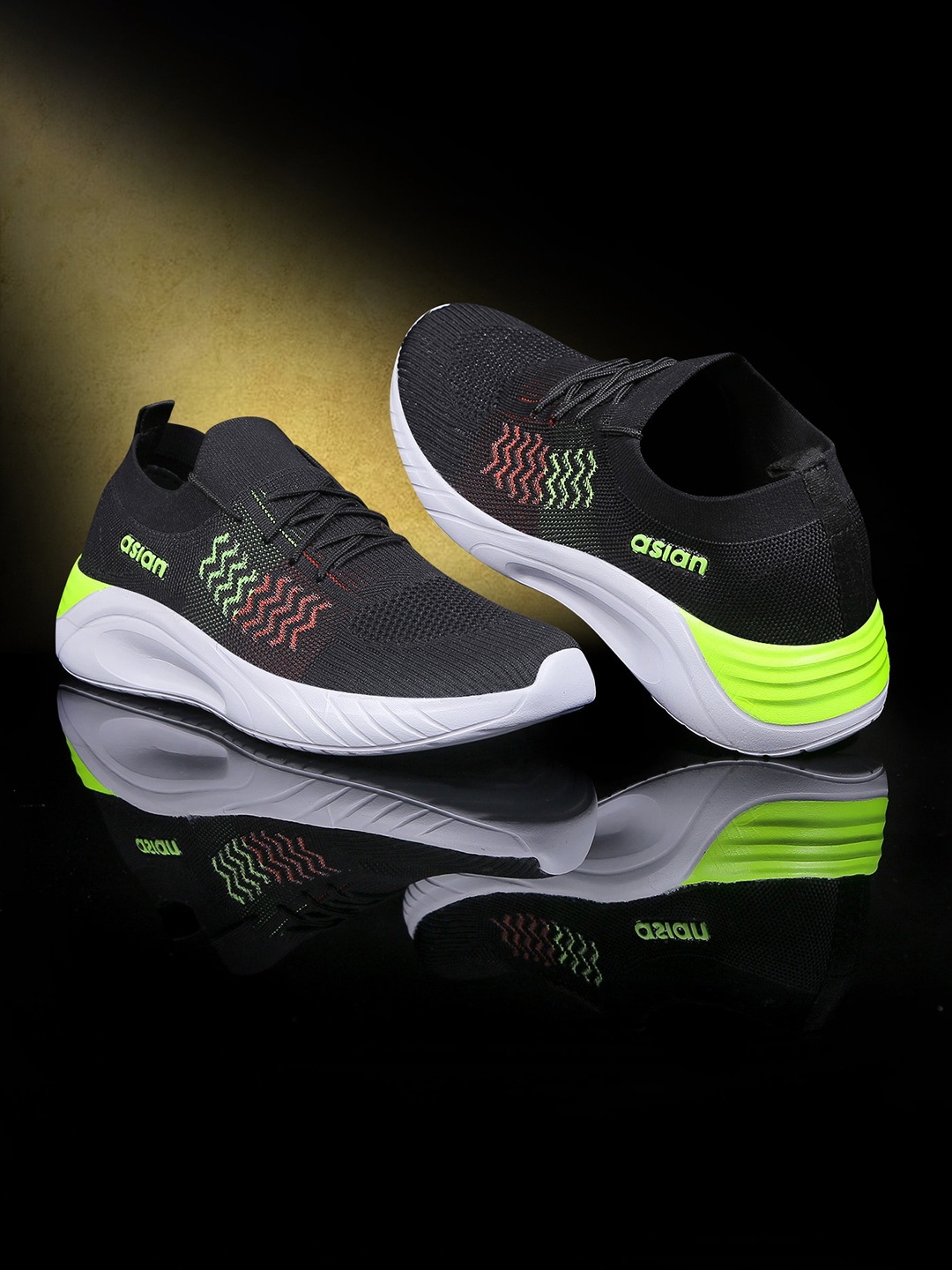 

ASIAN Men Black Woven Design Sneakers