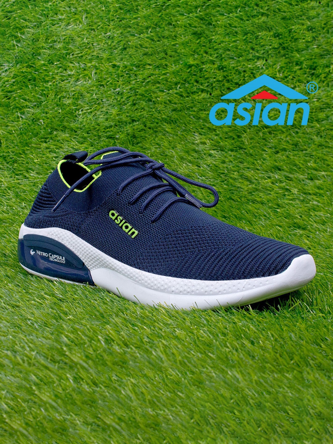 

ASIAN Men Navy Blue Woven Design Sneakers