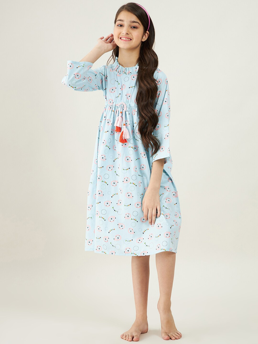 

The Kaftan Company Girls Blue Printed Nightdress