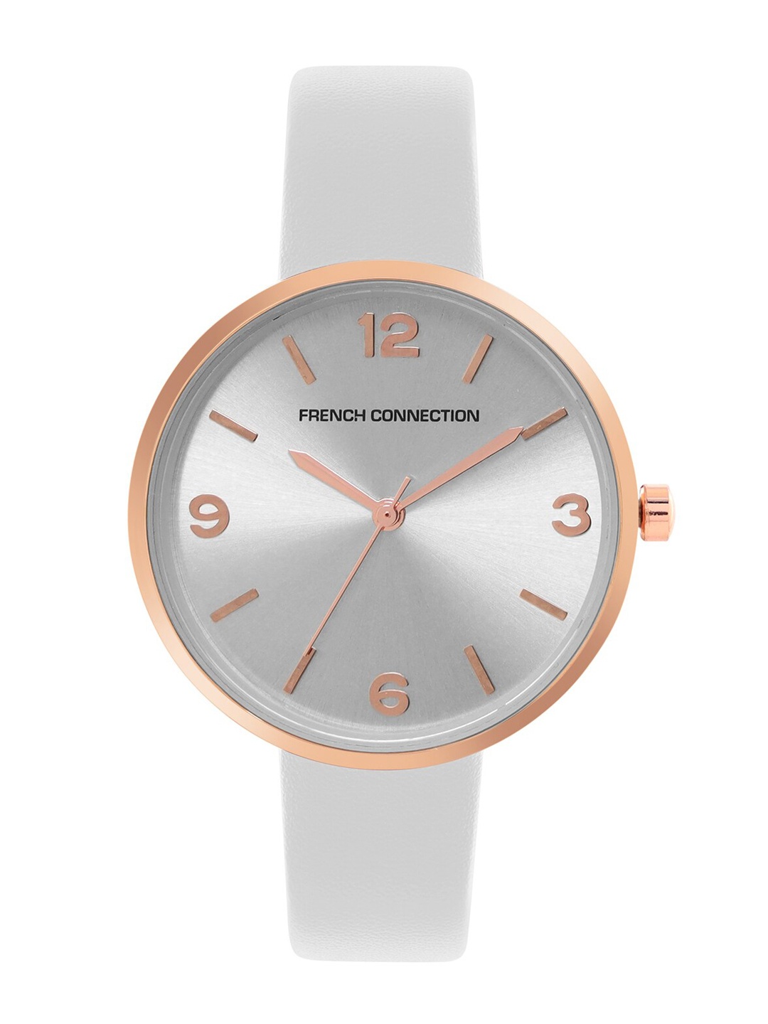

French Connection Women Silver-Toned Dial & White Leather Straps Analogue Watch FCN00019D