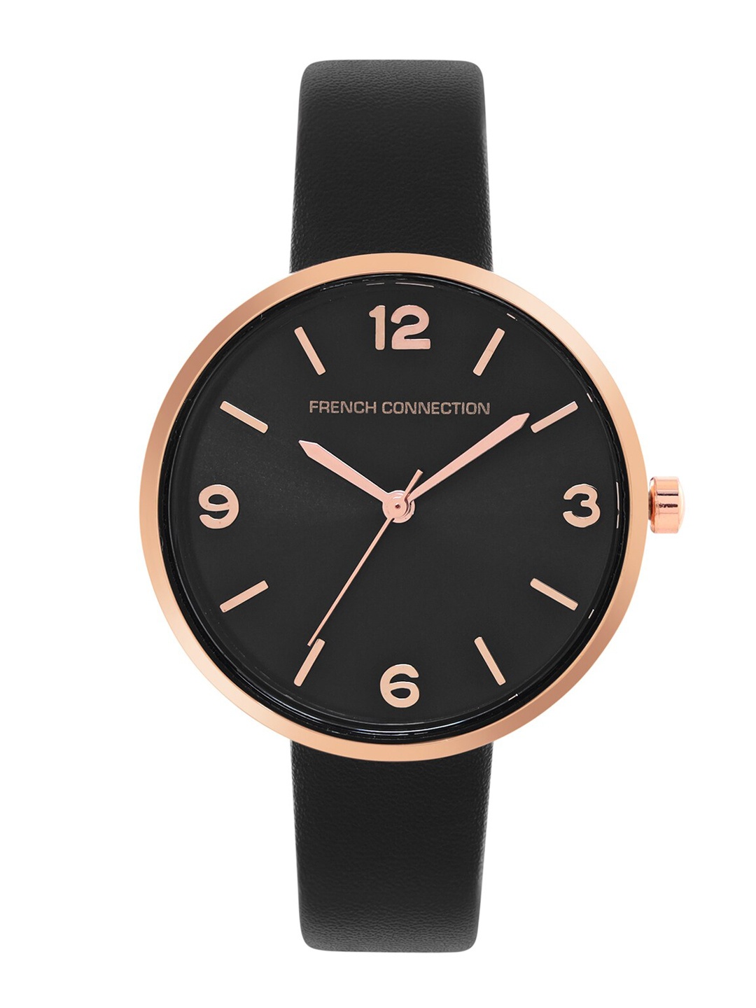 

French Connection Women Black Dial & Black Leather Straps Analogue Watch FCN00019E