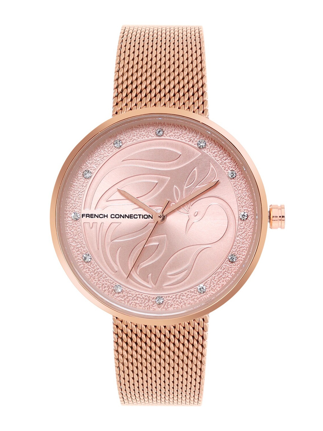 

French Connection Women Pink Patterned Dial & Rose Gold Toned Straps Analogue Watch