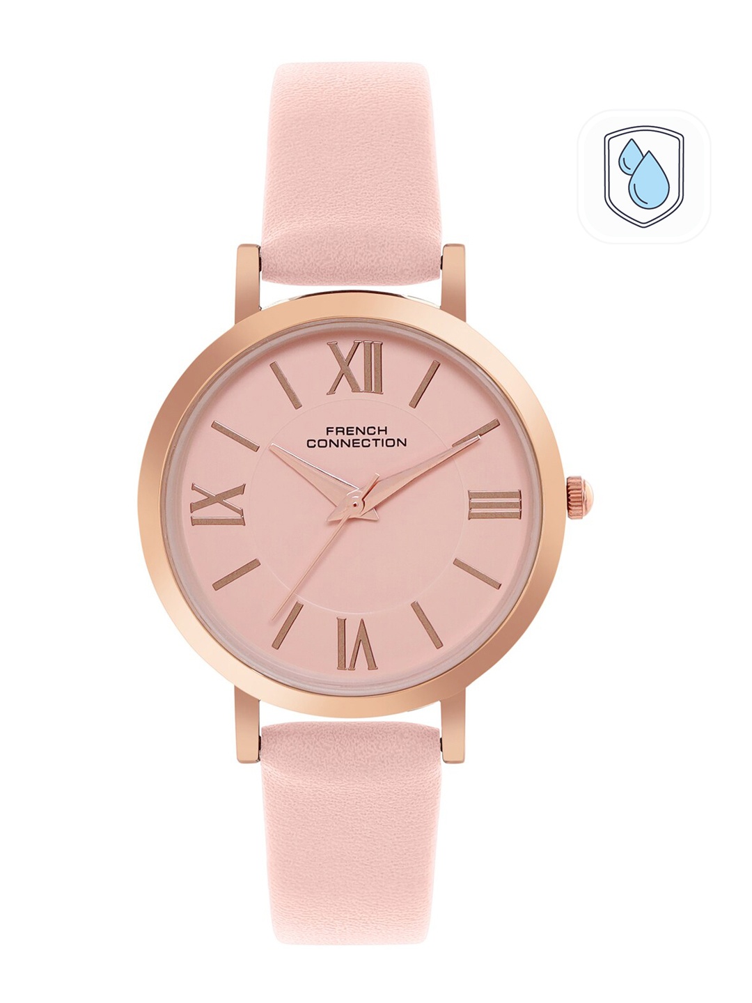 

French Connection Women Pink Dial & Rose Gold Toned Leather Straps Analogue Watch FCN00037E