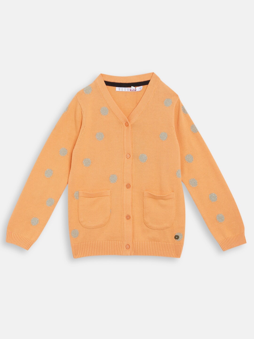 

ELLE Girls Orange & Black Printed Cardigan