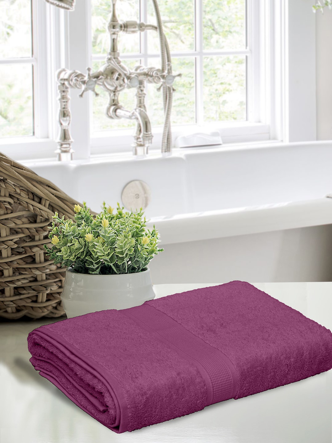 

BOMBAY DYEING Maroon Solid 550 GSM Pure Cotton Bath Towel