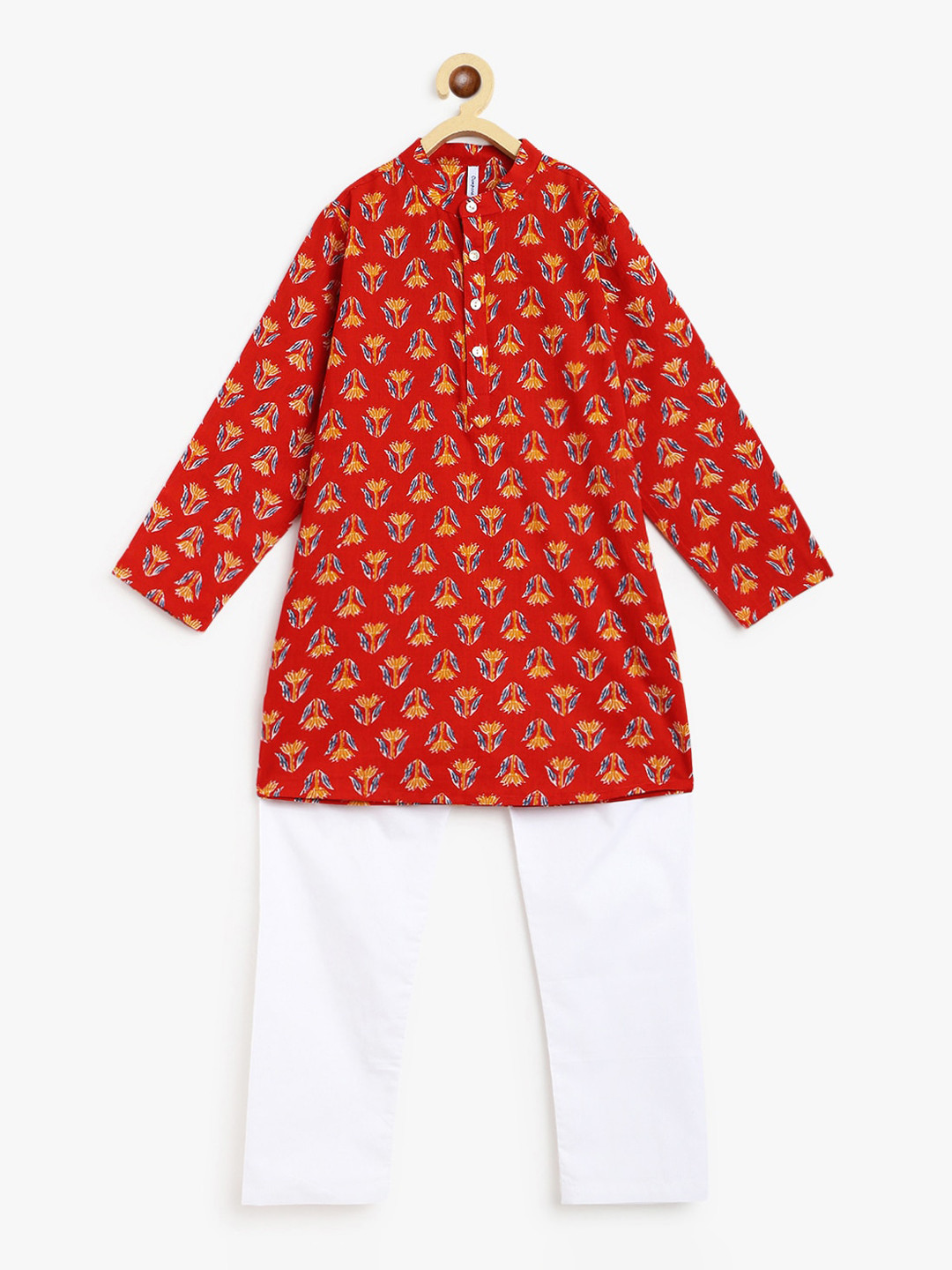 

Campana Boys Maroon Printed Pure Cotton Kurta with Pyjamas