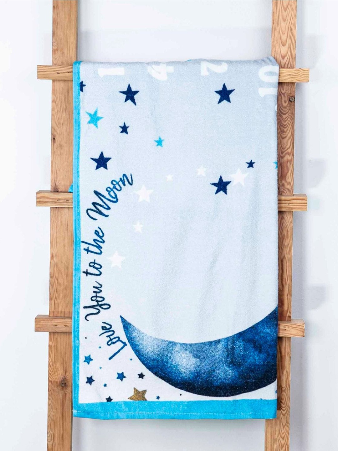

haus & kinder Kids Blue Printed Pure Cotton 380 GSM Bath Towel