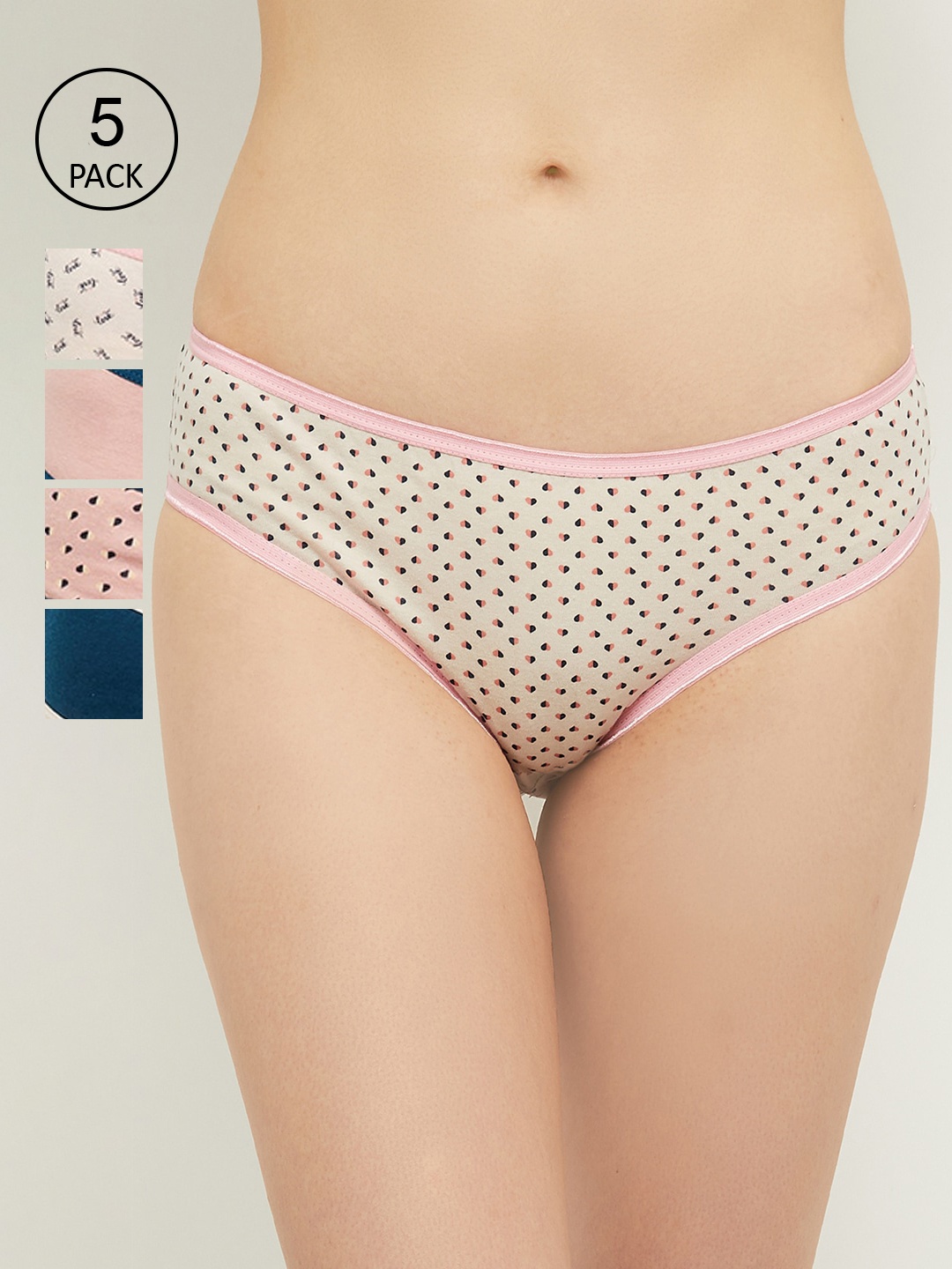 

max Women Pack of 5 Pink & Blue Printed Basic Briefs