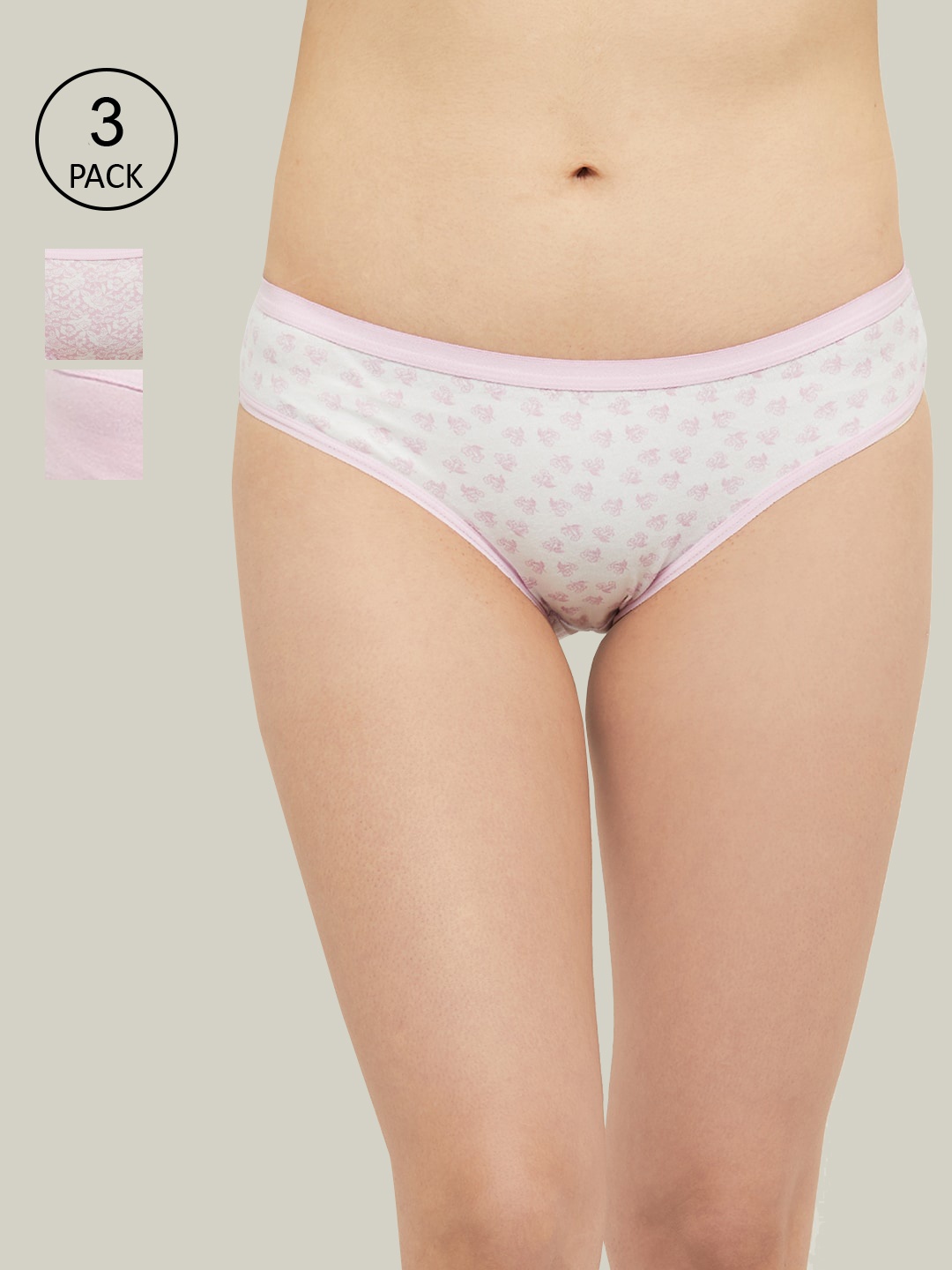 

max Women Pack of 3 Printed Pure Cotton Basic Briefs NOOSWIN21LH07PINK, Pink