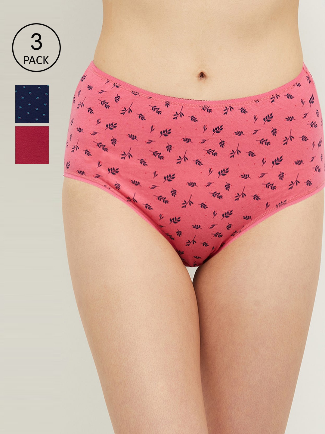 

max Women Pack of 3 Printed Basic Briefs PA21FLB03FUCHSIA, Fuchsia