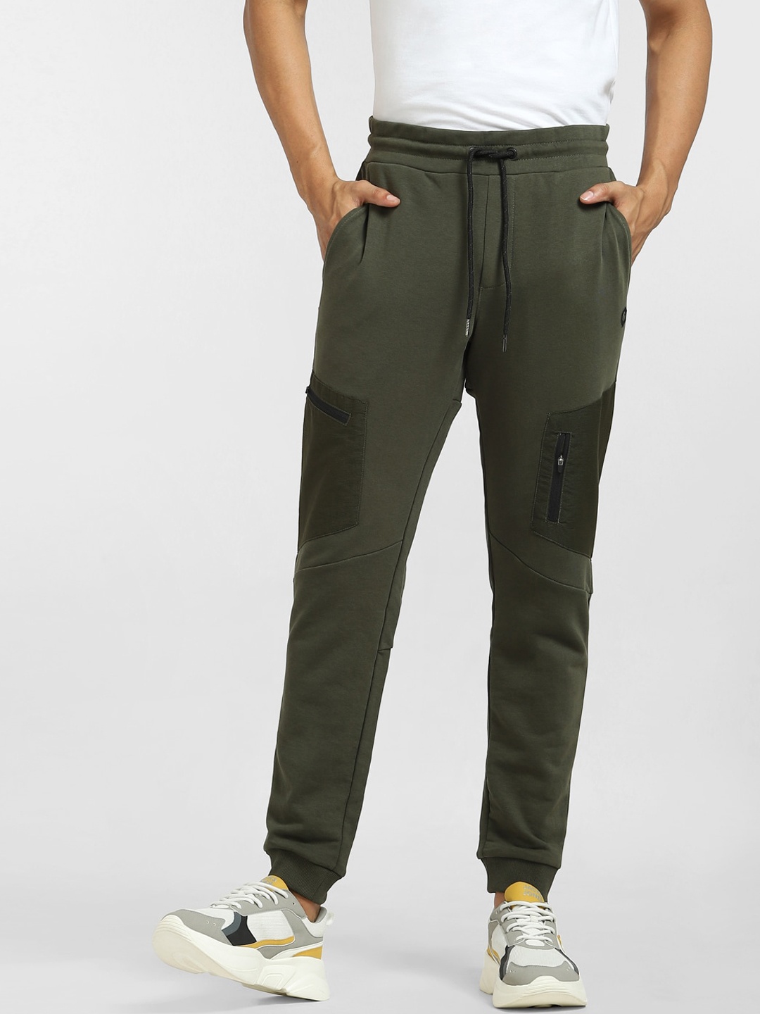 

Jack & Jones Men Green Solid Cotton Track Pants