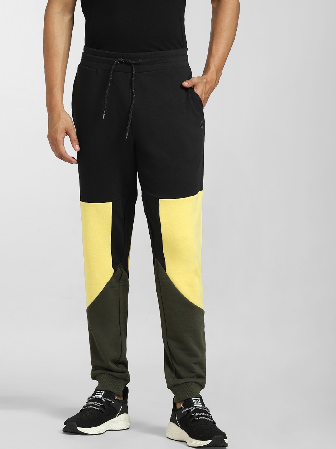 

Jack & Jones Men Black Colorblocked Cotton Track Pants
