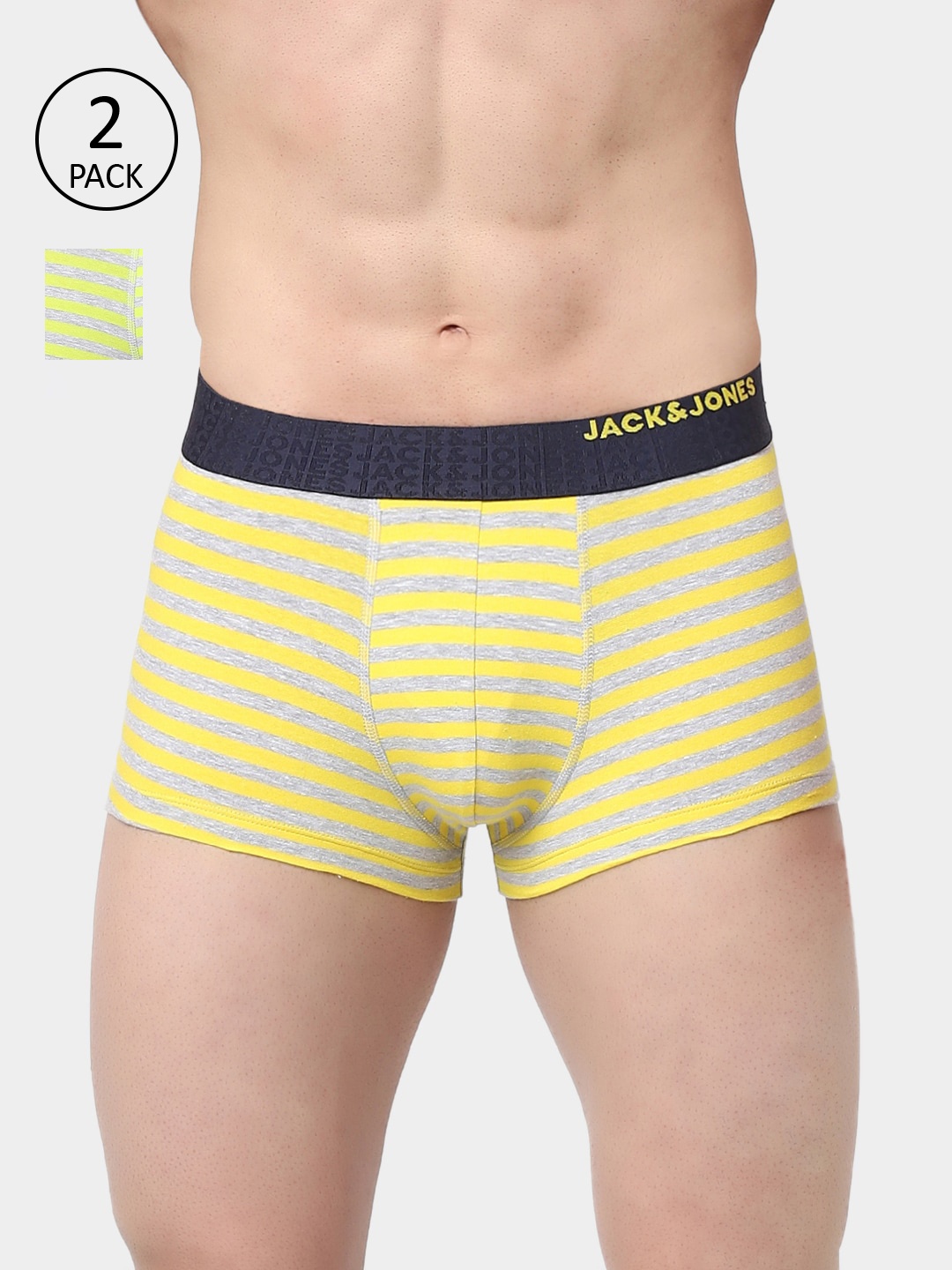 

Jack & Jones Men Yellow Striped Trunk 156330601