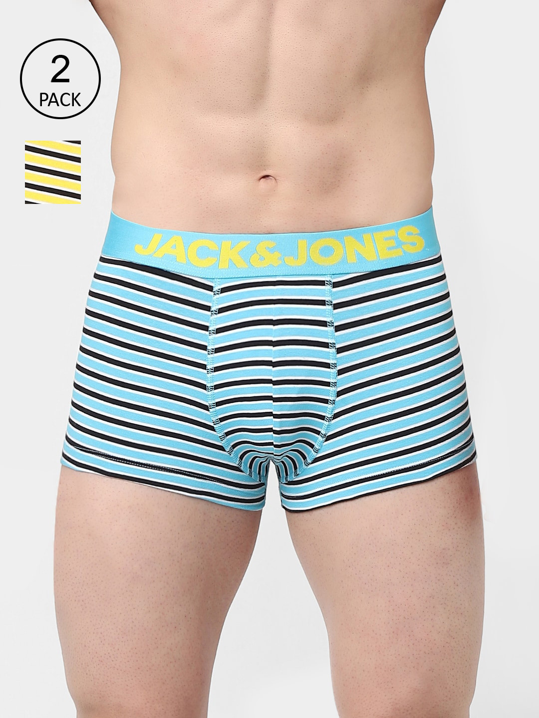 

Jack & Jones Men Pack Of 2 Striped Deo-Soft Trunks 156331001, Blue