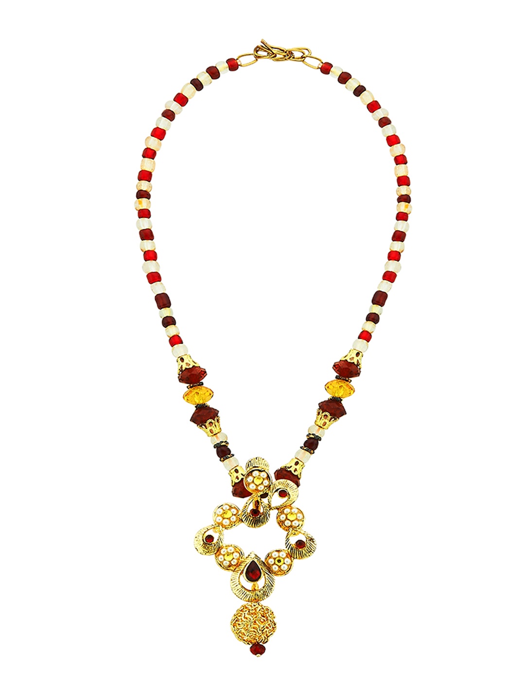 

Kshitij Jewels Gold-Plated Brown Stone-Studded & Beaded Jewellery Set
