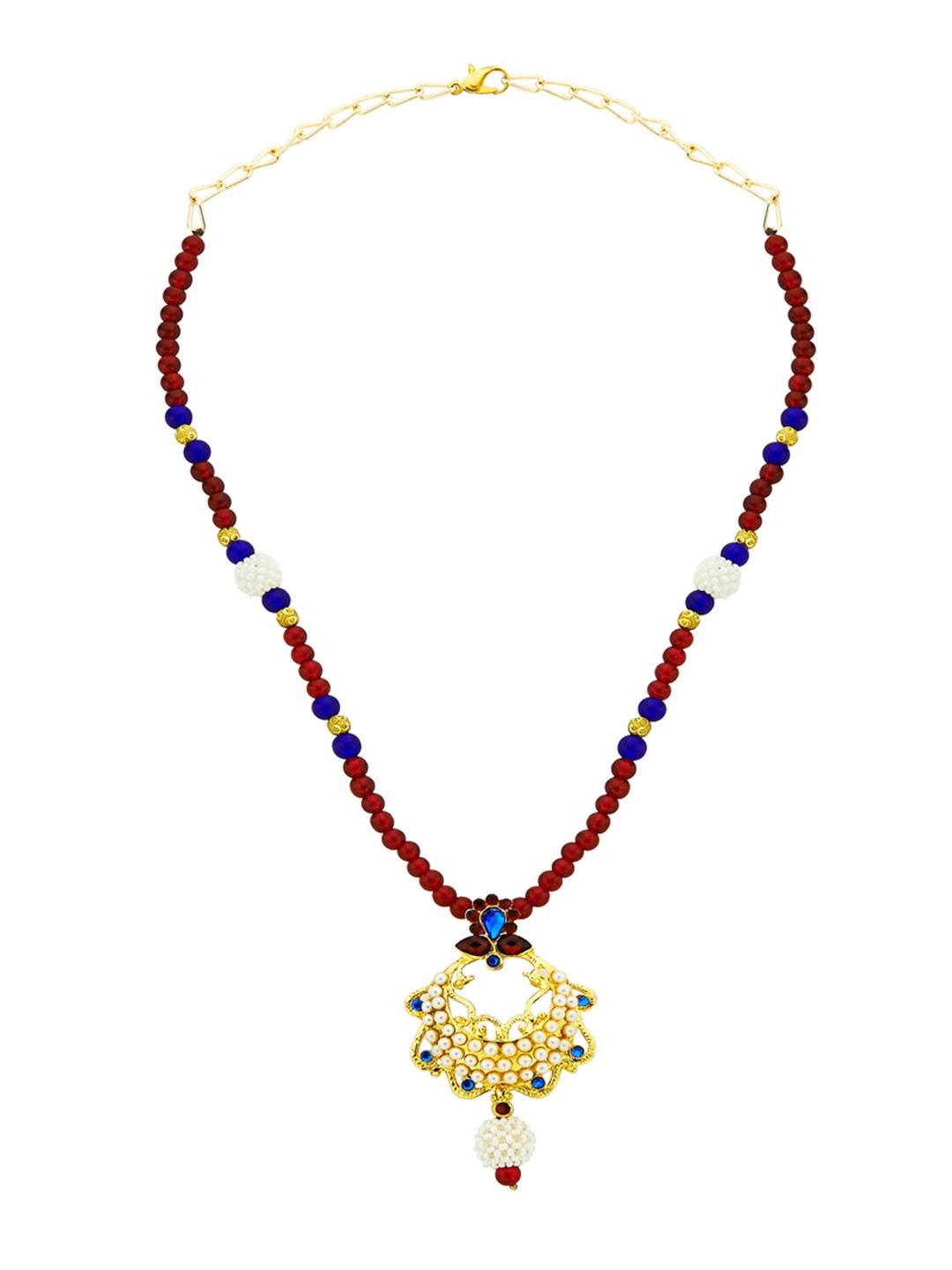 

Kshitij Jewels Gold-Plated Blue Stone Studded & Beaded Jewellery Set