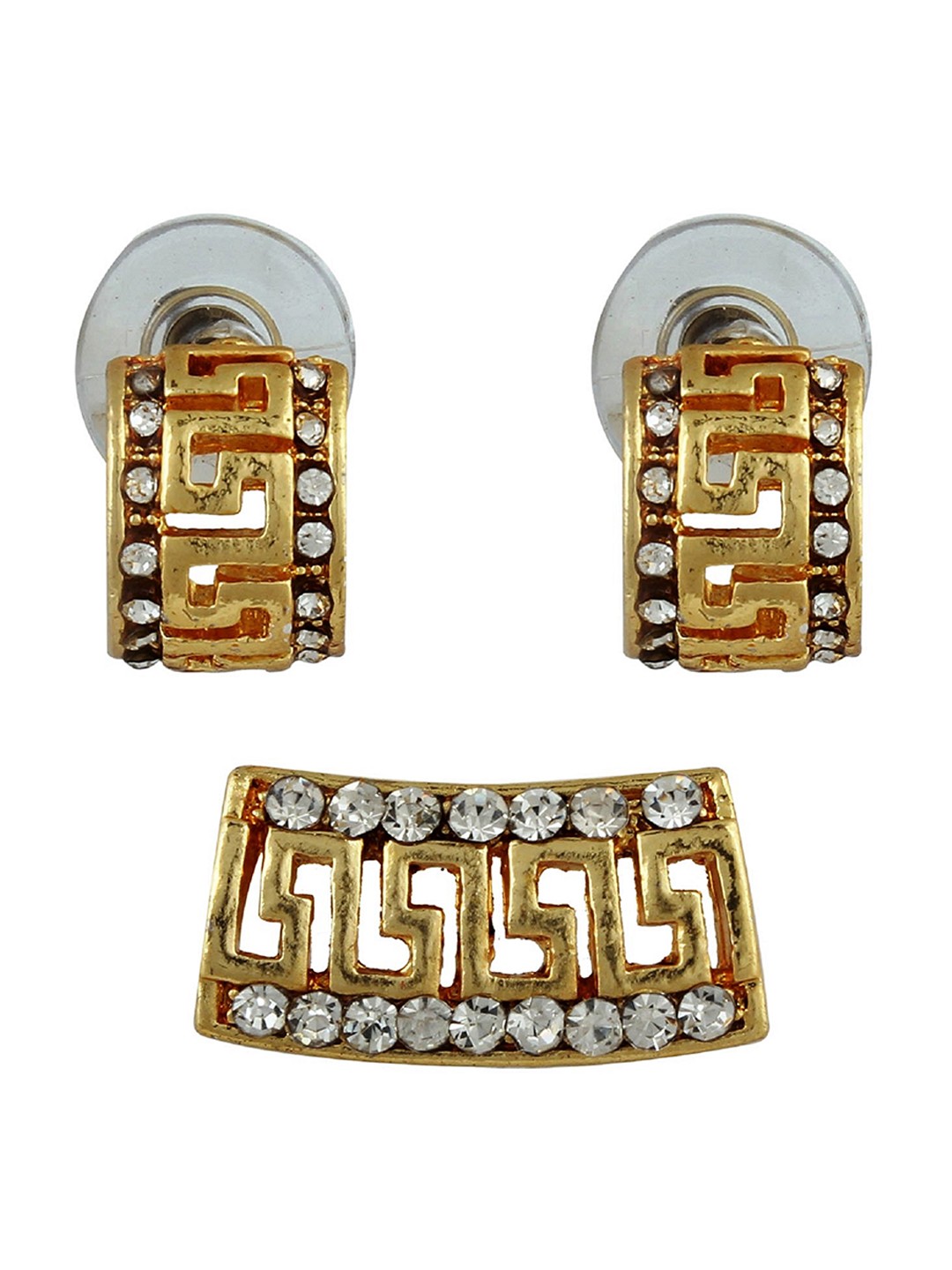 

Kshitij Jewels Gold-Plated White Stone-Studded & Jewellery Set