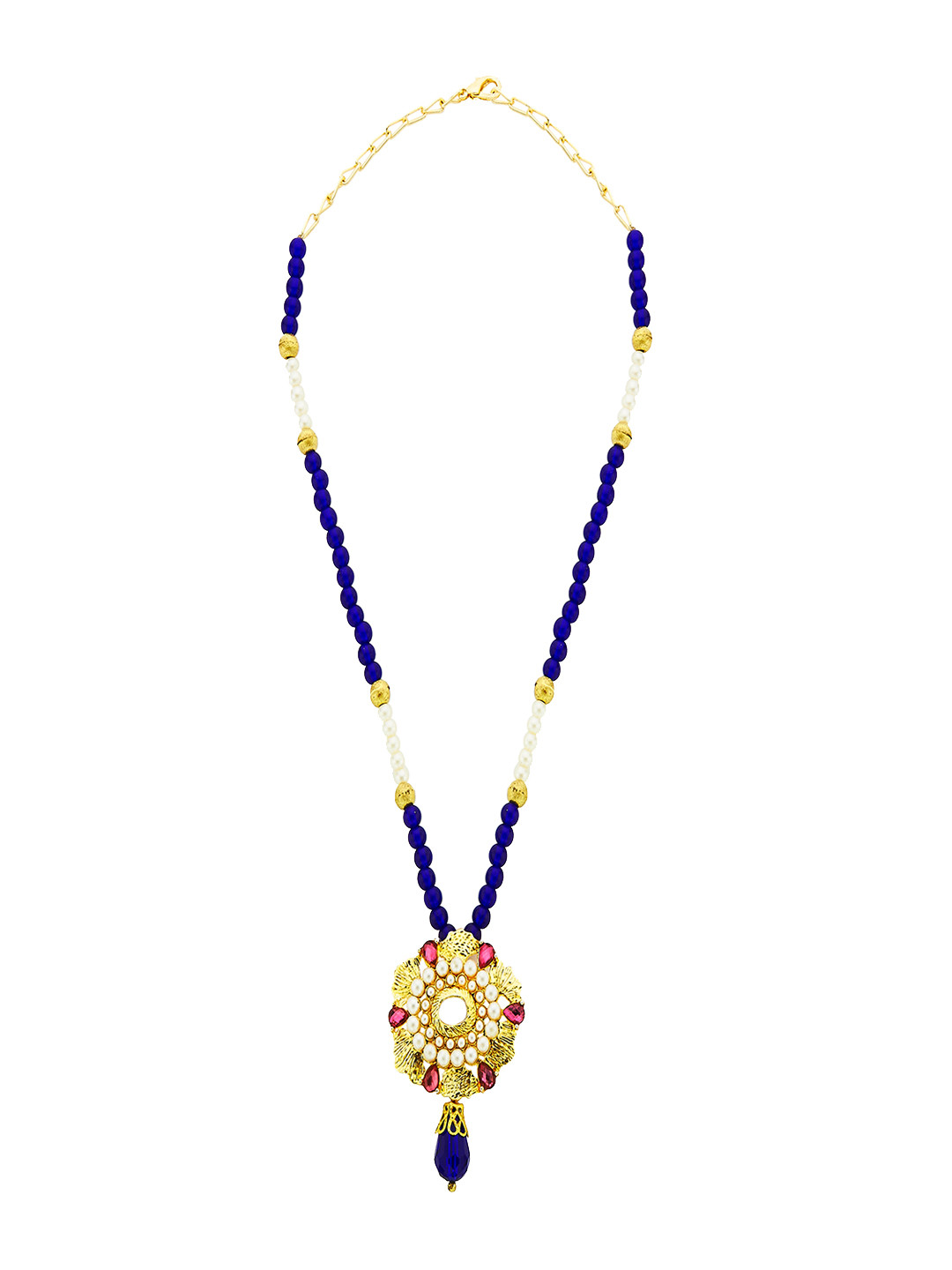 

Kshitij Jewels Gold-Plated Blue Stone-Studded & Beaded Jewellery Set