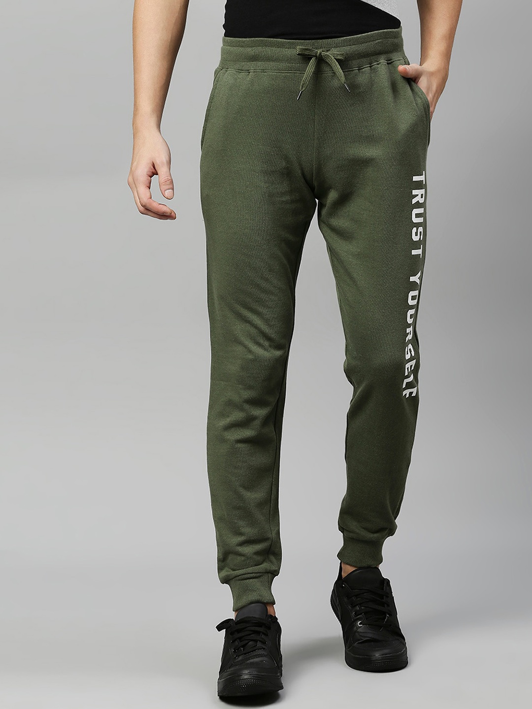 

High Star Men Olive Green Solid Slim-Fit Joggers