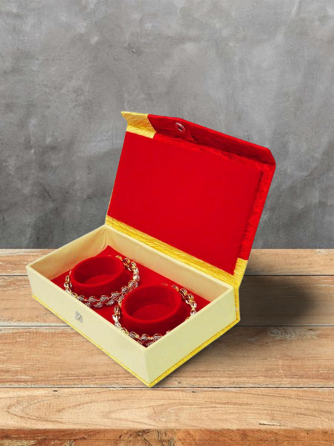 

atorakushon Set Of 6 Gold-Colored & Red Solid Jewellery Box Organisers