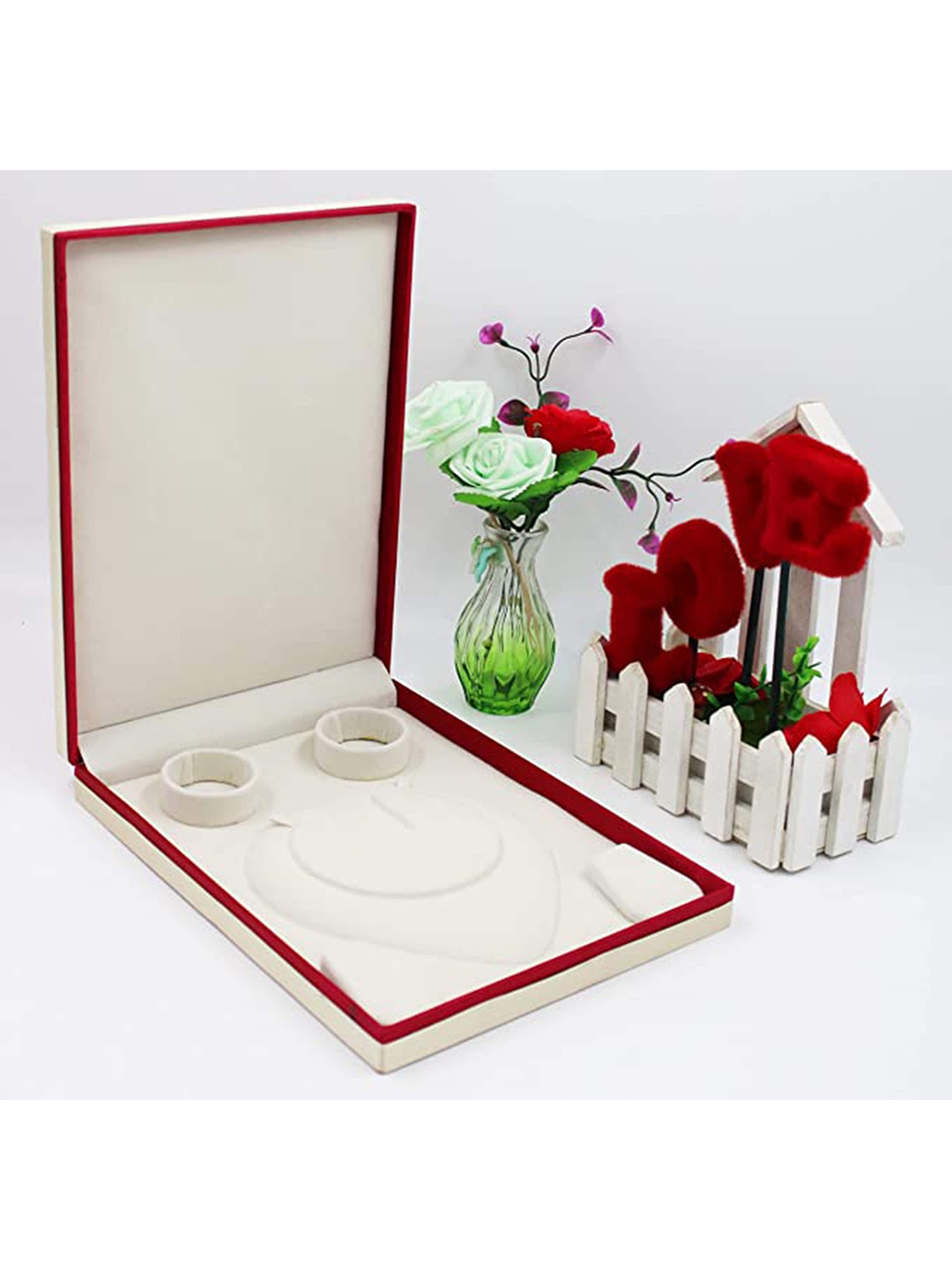 

atorakushon Set of 2 Maroon & White Solid Jewellery Organizers