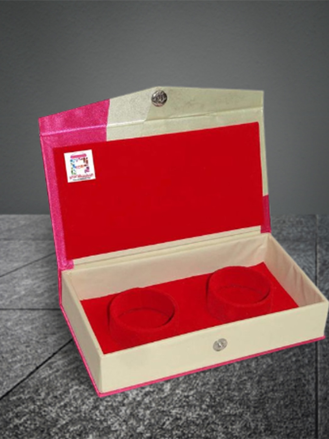 

atorakushon Set of 2 Pink & White Solid Bangle Organizers