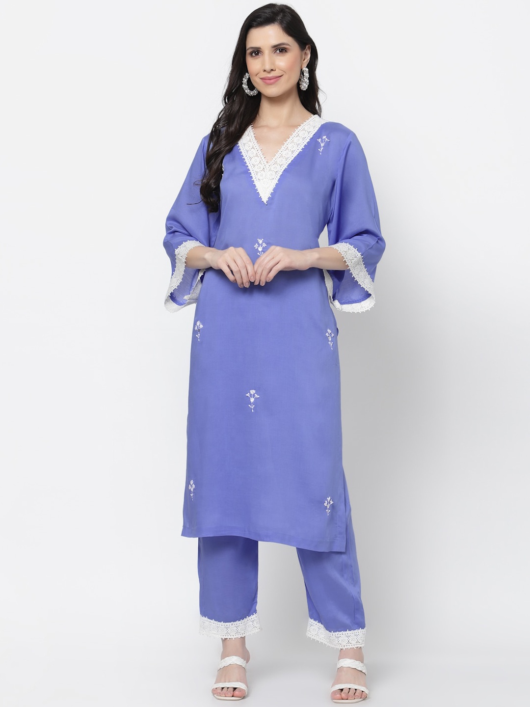 

DART STUDIO Women Blue Flared Sleeves Kaftan Kurta