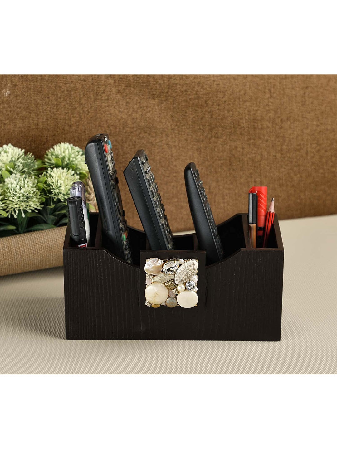 

COCKTAIL Brown Solid Wooden Remote Holder
