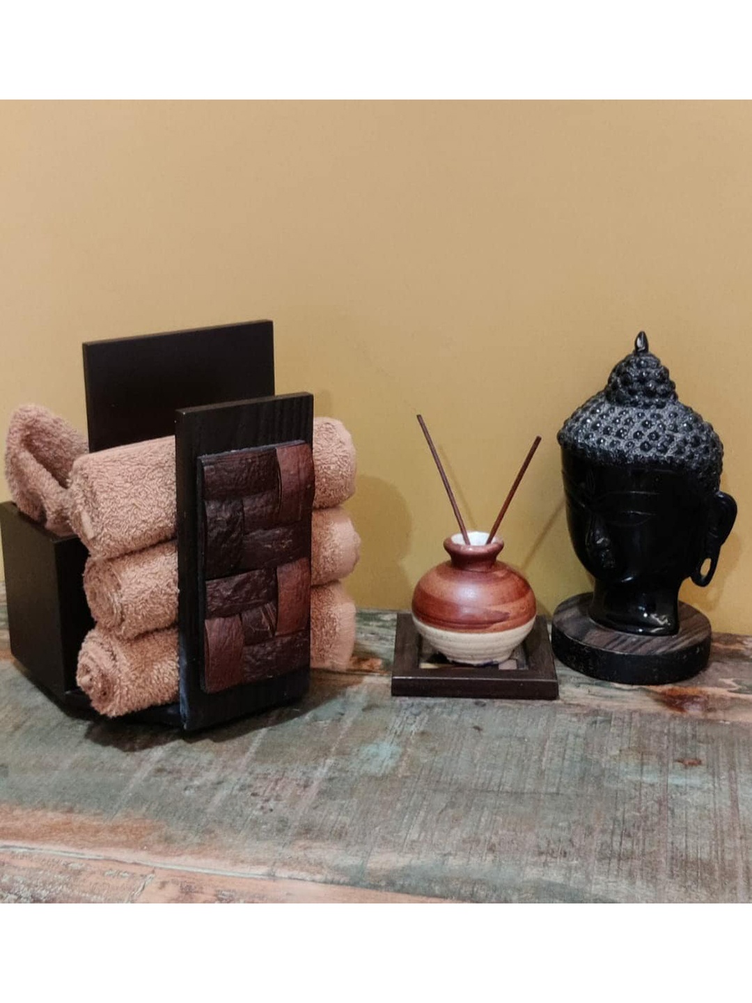 

COCKTAIL Brown Solid Wooden Hand Towel Box Holder